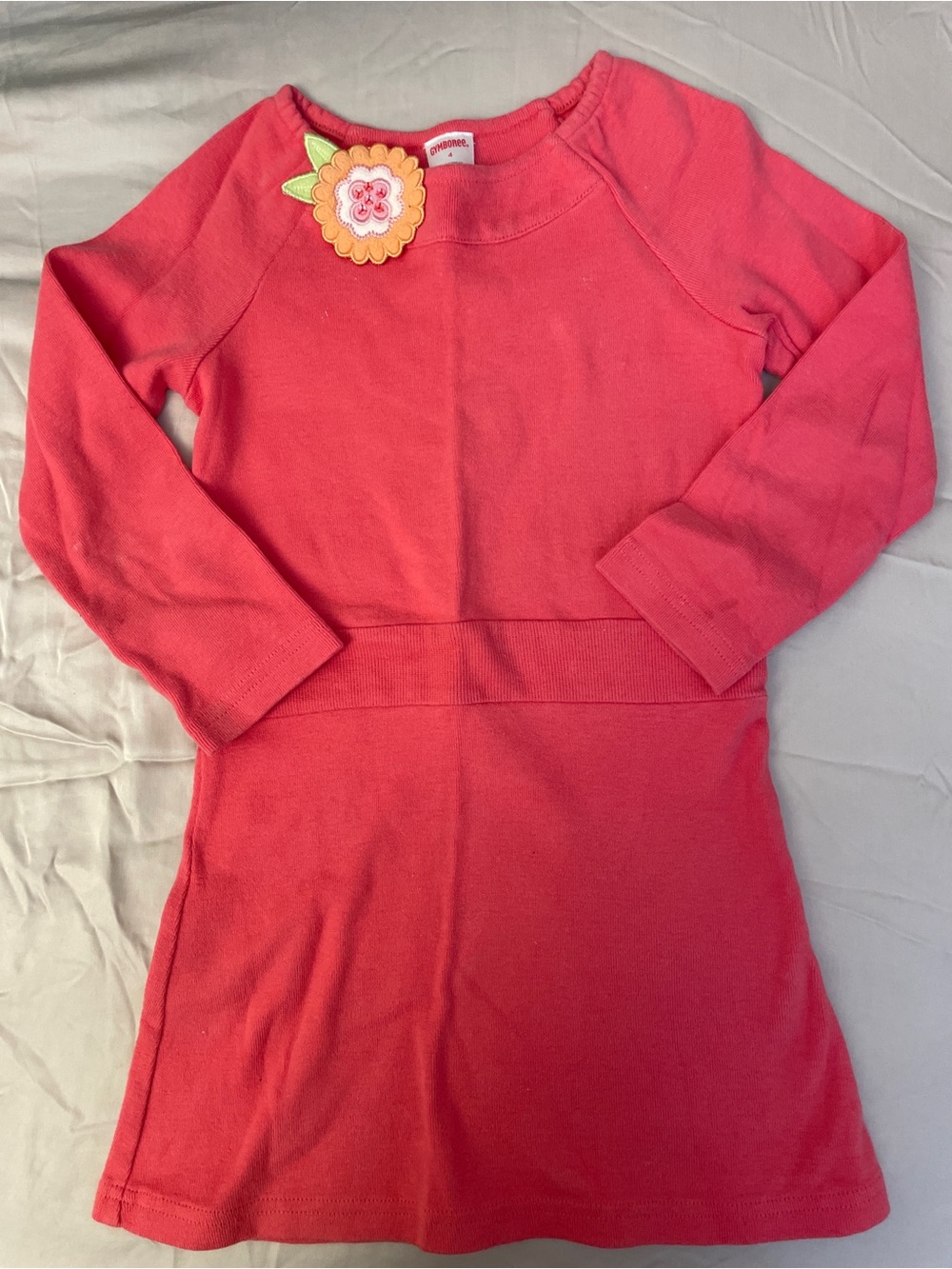 Gymboree Girls' Pink Flower Appliqué Long-Sleeve cotton Dress